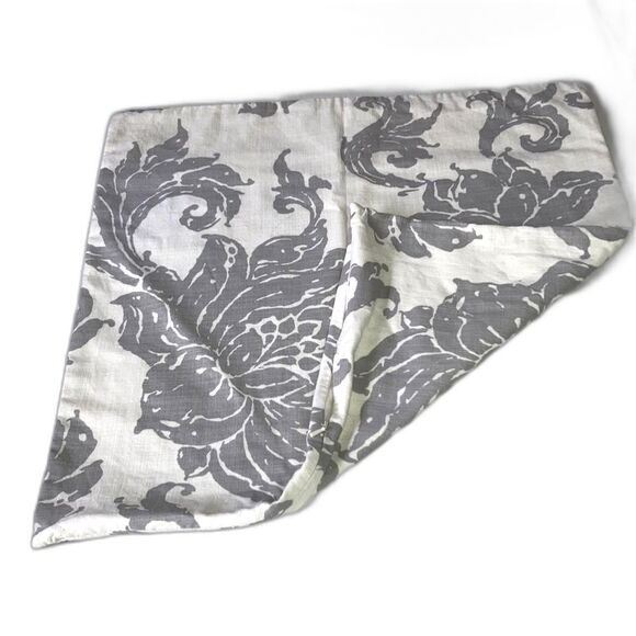 POTTERY BARN Pomegranate Floral Pillow Cream and gray Cover 22 x 22 inches - Picture 2 of 11